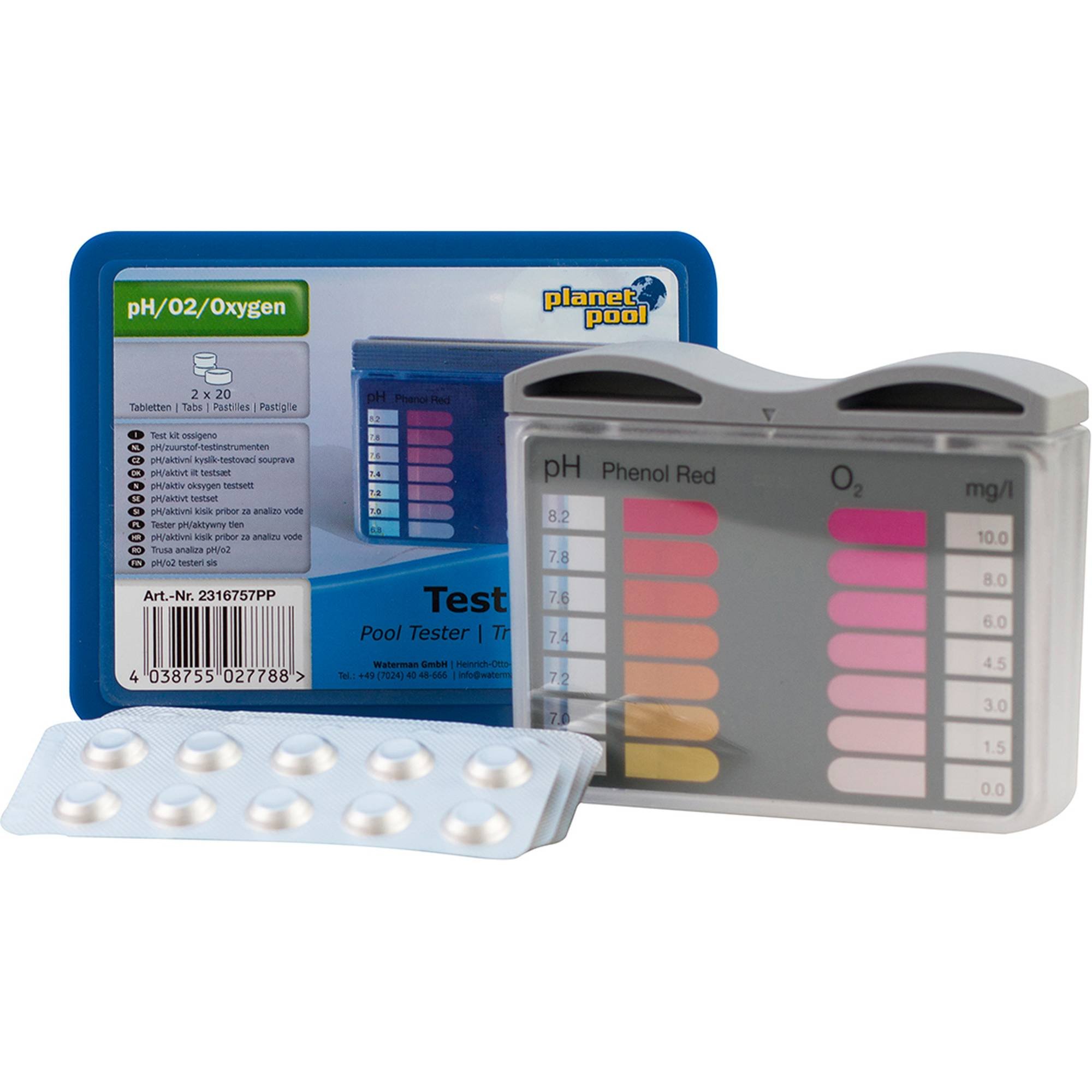 pH / Sauerstoff-Testbesteck - mit je 20 Tabletten
